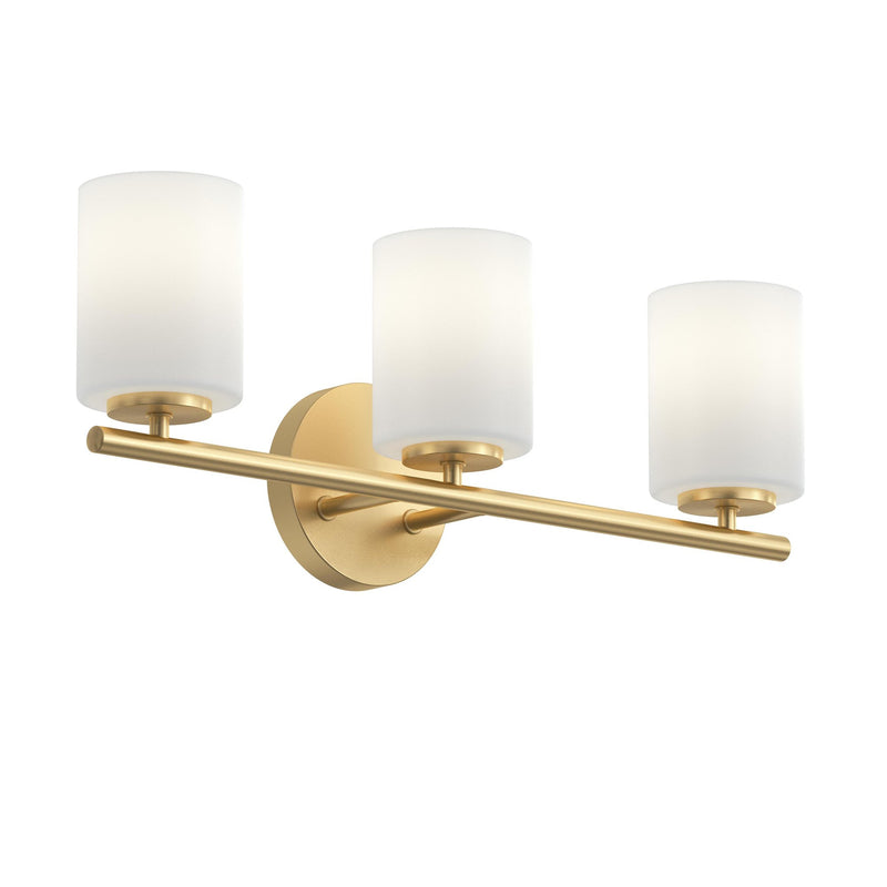 Replay 3-Light Etched Glass Bath Vanity Light in Brushed Gold