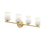 Replay 4-Light Etched Glass Bath Vanity Light in Brushed Gold