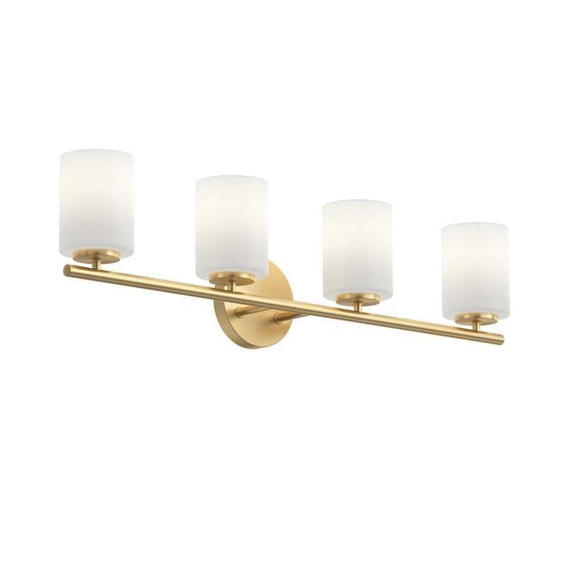Replay 4-Light Etched Glass Bath Vanity Light in Brushed Gold