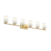 Replay 6-Light Etched Glass Bath Vanity Light in Brushed Gold