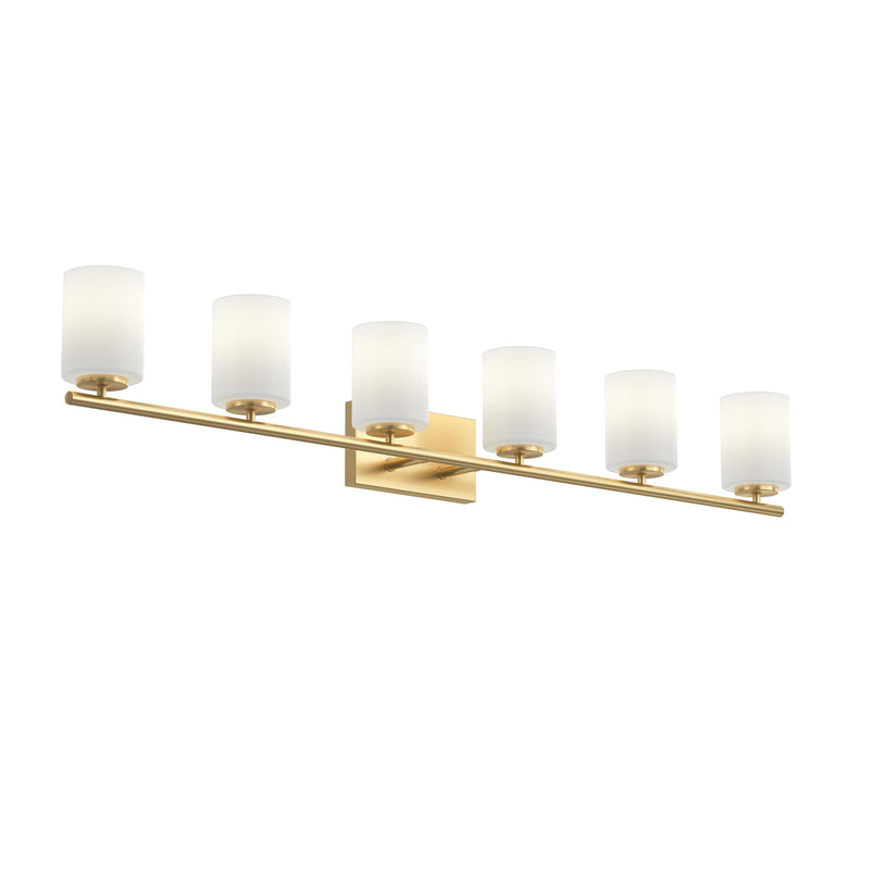 Replay 6-Light Etched Glass Bath Vanity Light in Brushed Gold