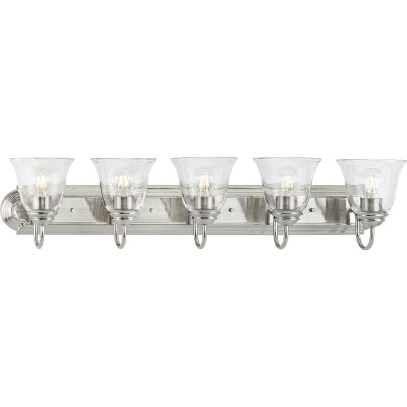 Clear Glass 5-Light Bath Vanity Light in Brushed Nickel