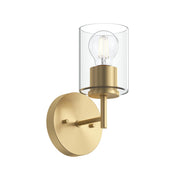 Replay Clear Glass Bath Sconce in Brushed Gold