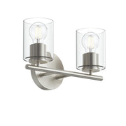Replay 2-Light Clear Glass Bath Vanity Light in Brushed Nickel