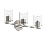 Replay 3-Light Clear Glass Bath Vanity Light in Brushed Nickel