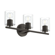 Replay 3-Light Clear Glass Bath Vanity Light in Antique Bronze