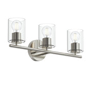 Replay 3-Light Clear Glass Bath Vanity Light in Polished Nickel