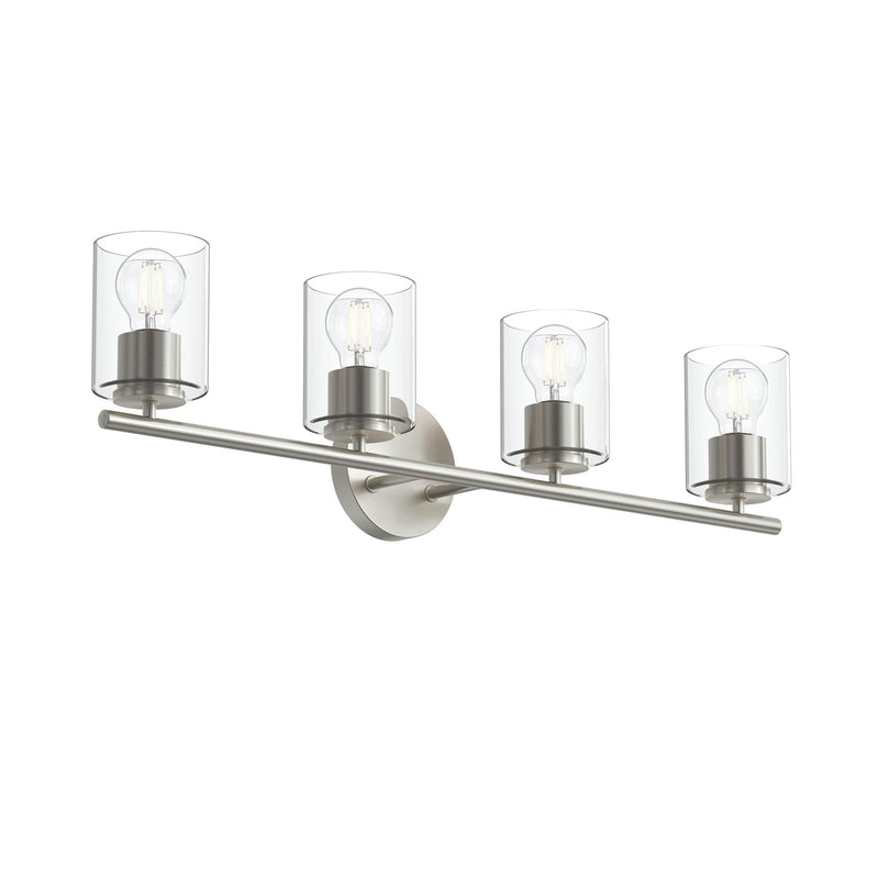 Replay 4-Light Clear Glass Bath Vanity Light in Brushed Nickel