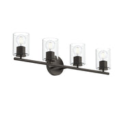 Replay 4-Light Clear Glass Bath Vanity Light in Antique Bronze