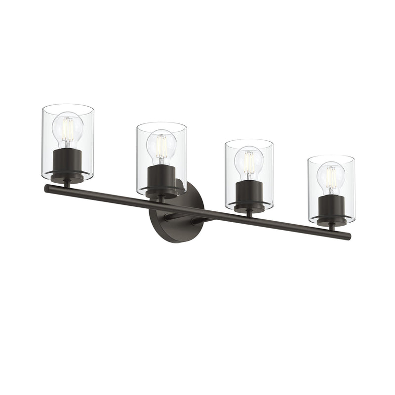 Replay 4-Light Clear Glass Bath Vanity Light in Antique Bronze