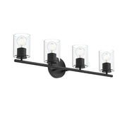 Replay 4-Light Clear Glass Bath Vanity Light in Black