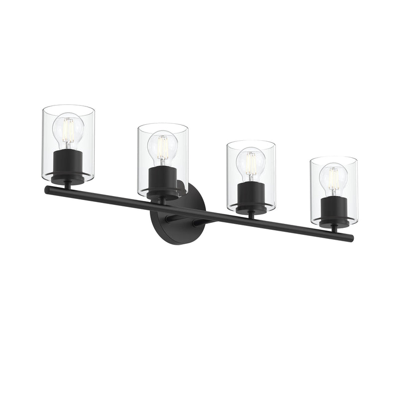 Replay 4-Light Clear Glass Bath Vanity Light in Black