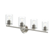 Replay 4-Light Clear Glass Bath Vanity Light in Polished Nickel