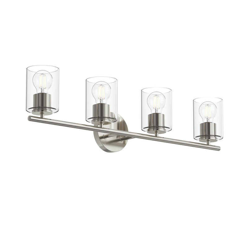 Replay 4-Light Clear Glass Bath Vanity Light in Polished Nickel