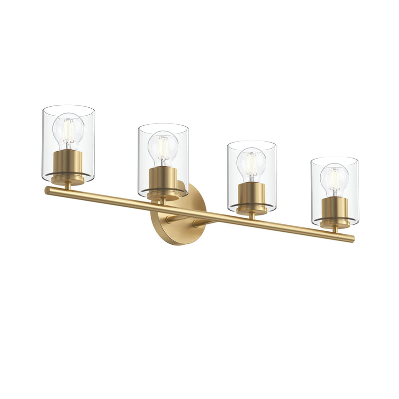 Replay 4-Light Clear Glass Bath Vanity Light in Brushed Gold