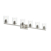 Replay 6-Light Clear Glass Bath Vanity Light in Brushed Nickel