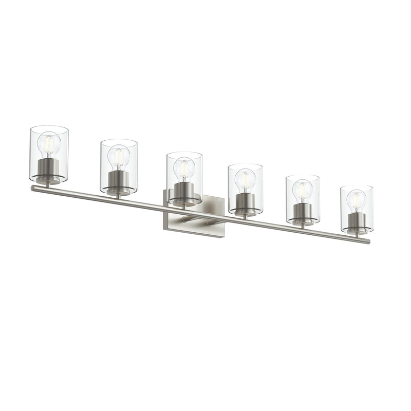 Replay 6-Light Clear Glass Bath Vanity Light in Brushed Nickel