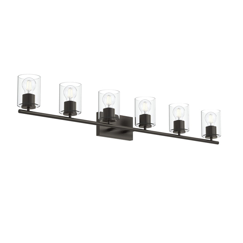 Replay 6-Light Clear Glass Bath Vanity Light in Antique Bronze
