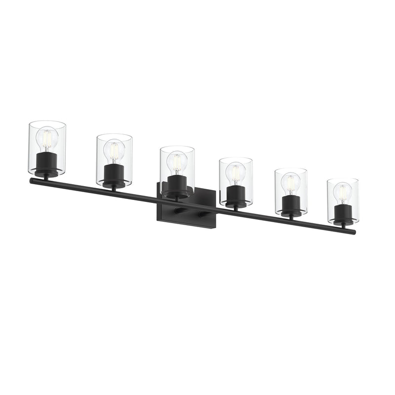 Replay 6-Light Clear Glass Bath Vanity Light in Black
