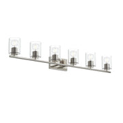 Replay 6-Light Clear Glass Bath Vanity Light in Polished Nickel