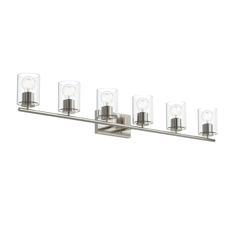 Replay 6-Light Clear Glass Bath Vanity Light in Polished Nickel