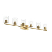 Replay 6-Light Clear Glass Bath Vanity Light in Brushed Gold