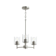 Replay 3-Light Clear Glass Chandelier in Brushed Nickel