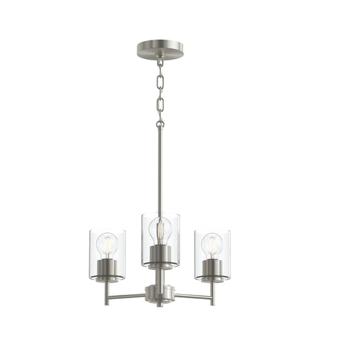 Replay 3-Light Clear Glass Chandelier in Brushed Nickel