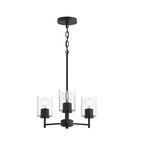Replay 3-Light Clear Glass Chandelier in Black
