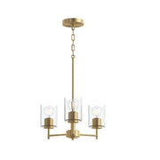 Replay 3-Light Clear Glass Chandelier in Brushed Gold