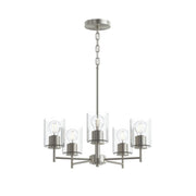 Replay 5-Light Clear Glass Chandelier in Brushed Nickel
