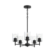 Replay 5-Light Clear Glass Chandelier in Black