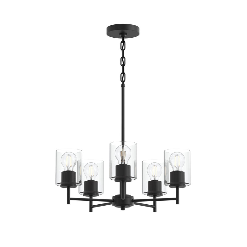 Replay 5-Light Clear Glass Chandelier in Black