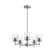 Replay 5-Light Clear Glass Chandelier in Polished Nickel