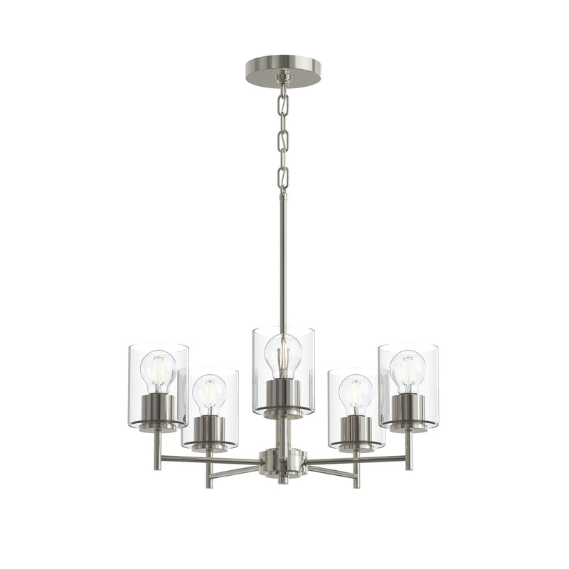 Replay 5-Light Clear Glass Chandelier in Polished Nickel