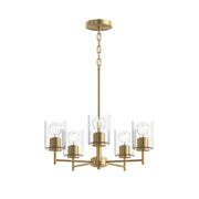 Replay 5-Light Clear Glass Chandelier in Brushed Gold
