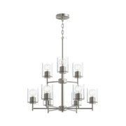 Replay 9-Light Clear Glass Chandelier in Brushed Nickel