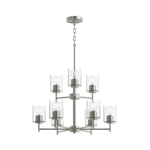 Replay 9-Light Clear Glass Chandelier in Brushed Nickel
