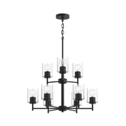 Replay 9-Light Clear Glass Chandelier in Black