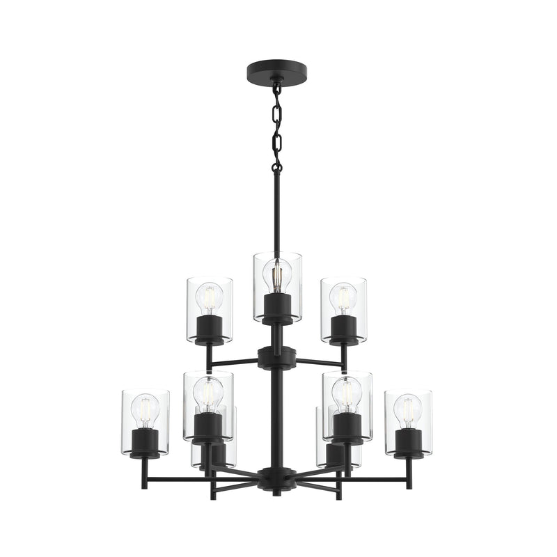 Replay 9-Light Clear Glass Chandelier in Black