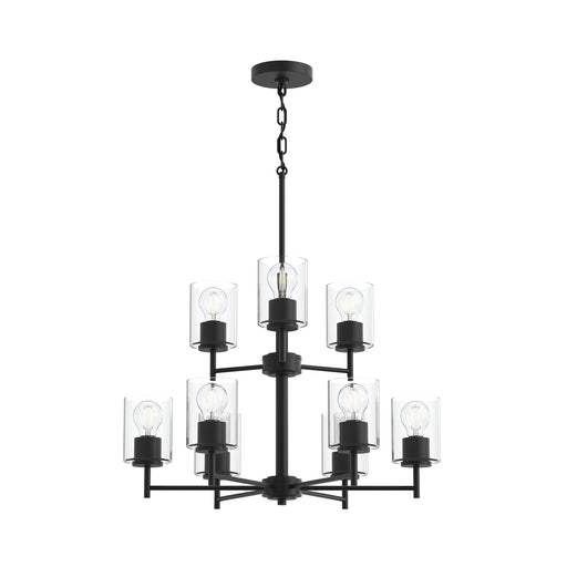 Replay 9-Light Clear Glass Chandelier in Black