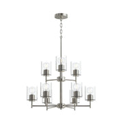 Replay 9-Light Clear Glass Chandelier in Polished Nickel