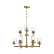Replay 9-Light Clear Glass Chandelier in Brushed Gold