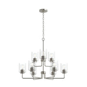 Merry 9-Light Clear Glass Chandelier in Brushed Nickel