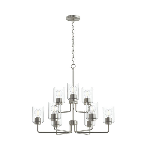Merry 9-Light Clear Glass Chandelier in Brushed Nickel