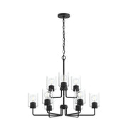 Merry 9-Light Clear Glass Chandelier in Black
