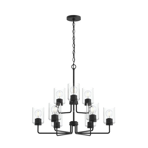 Merry 9-Light Clear Glass Chandelier in Black