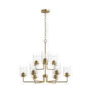 Merry 9-Light Clear Glass Chandelier in Brushed Gold