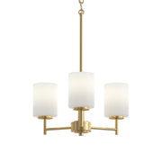 Replay 3-Light Etched Glass Chandelier in Brushed Gold