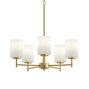 Replay 5-Light Etched Glass Chandelier in Brushed Gold